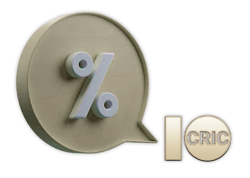 A pop-up window with a percent icon from the 10Cric logo