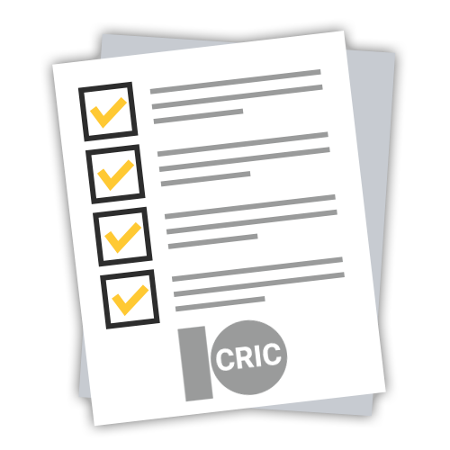 Document with a list and checkboxes along with the 10Cric logo