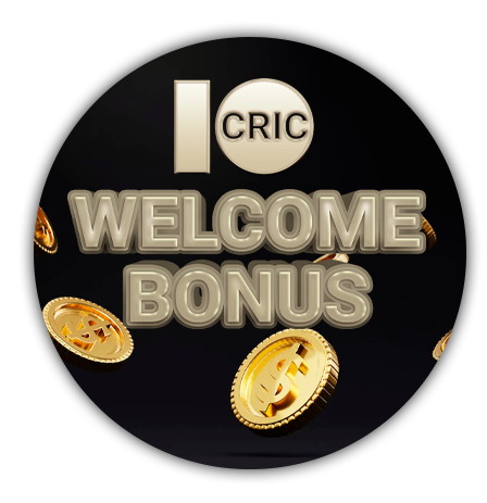 10Cric logo on a background of gold coins and a welcome bonus inscription