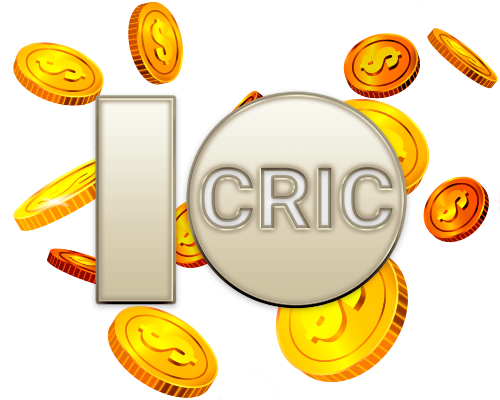 10Cric Logo on a background of gold coins